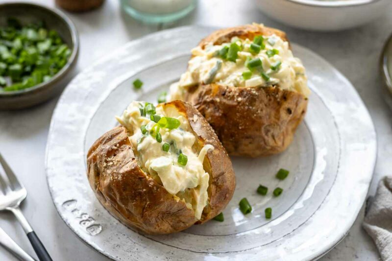 Baked Potatoes with Sour Cream and Egg Salad