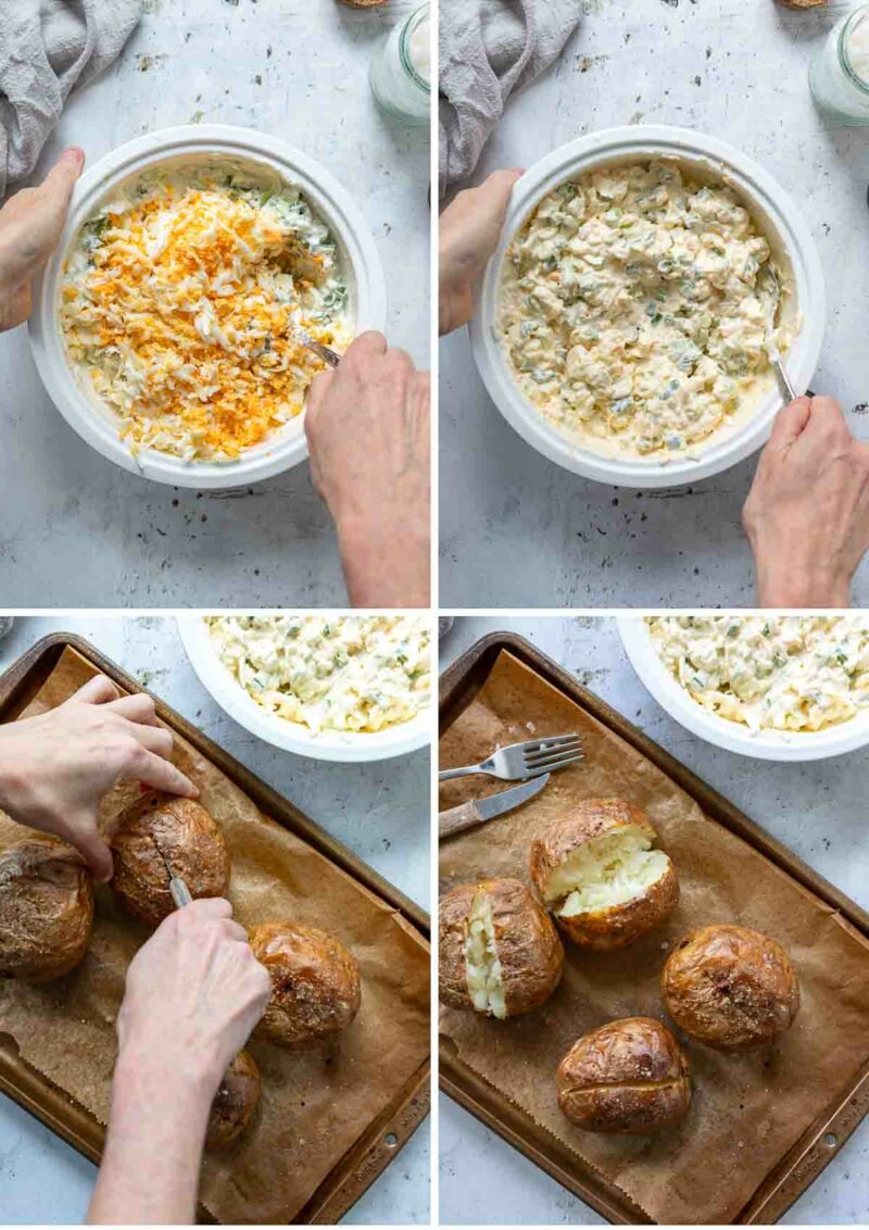 Steps to prepare the Baked Potatoes with Sour Cream and Egg Salad