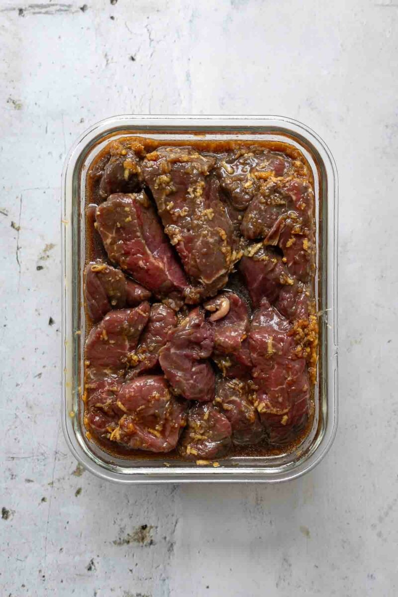 Marinated beef for skewers