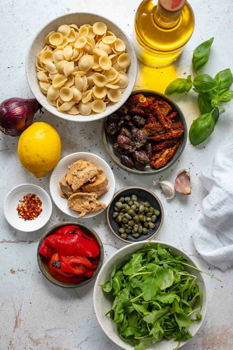 Ingredients for pasta salad recipe