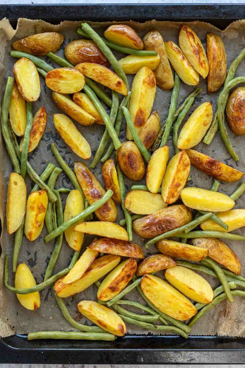 Roasted potatoes and green beans sheet pan recipe