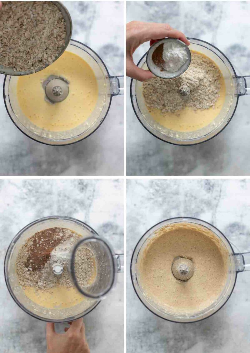 Zubereitung für einfache Haferflocken Pfannkuchen mit Hüttenkäse (Cottage Cheese)