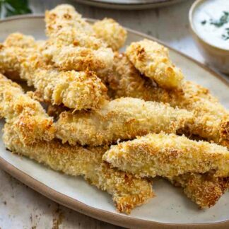 Knusprige Hähnchenstreifen aus dem Backofen (Chicken Strips)