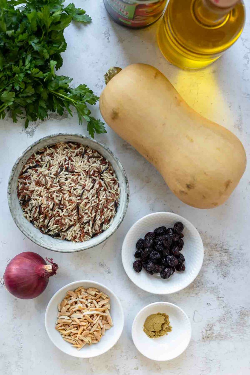 Zutaten für Salat mit Kürbis