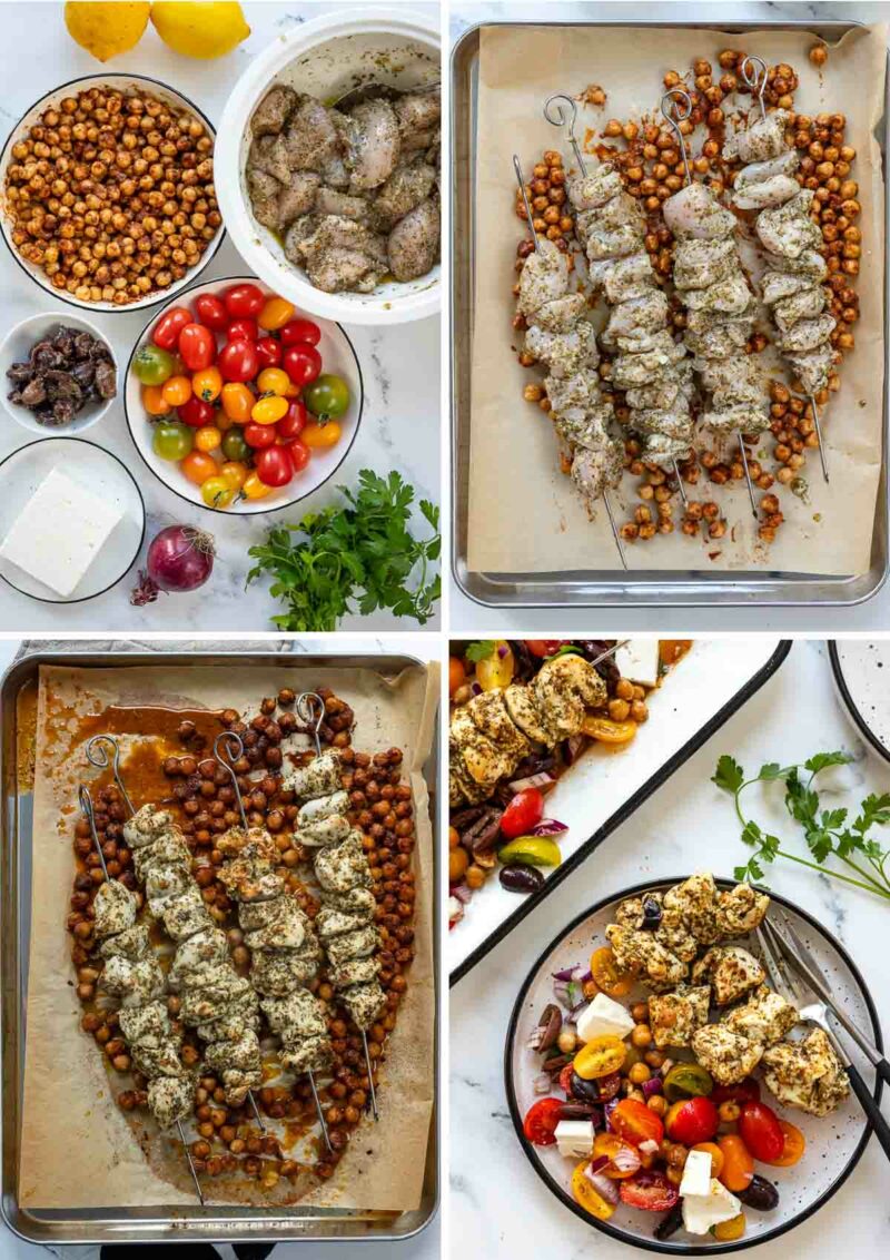 Preparation steps for Greek-Style Oven Kebabs