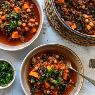Marokkanischer Lammeintopf mit Süßkartoffeln und Schwarzkohl Rezept