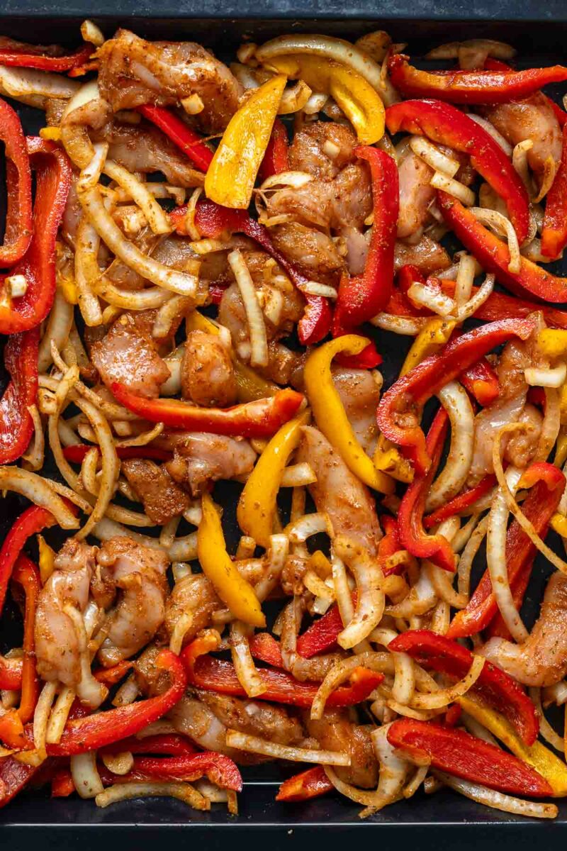 Fajitas mit Hähnchen vom Blech