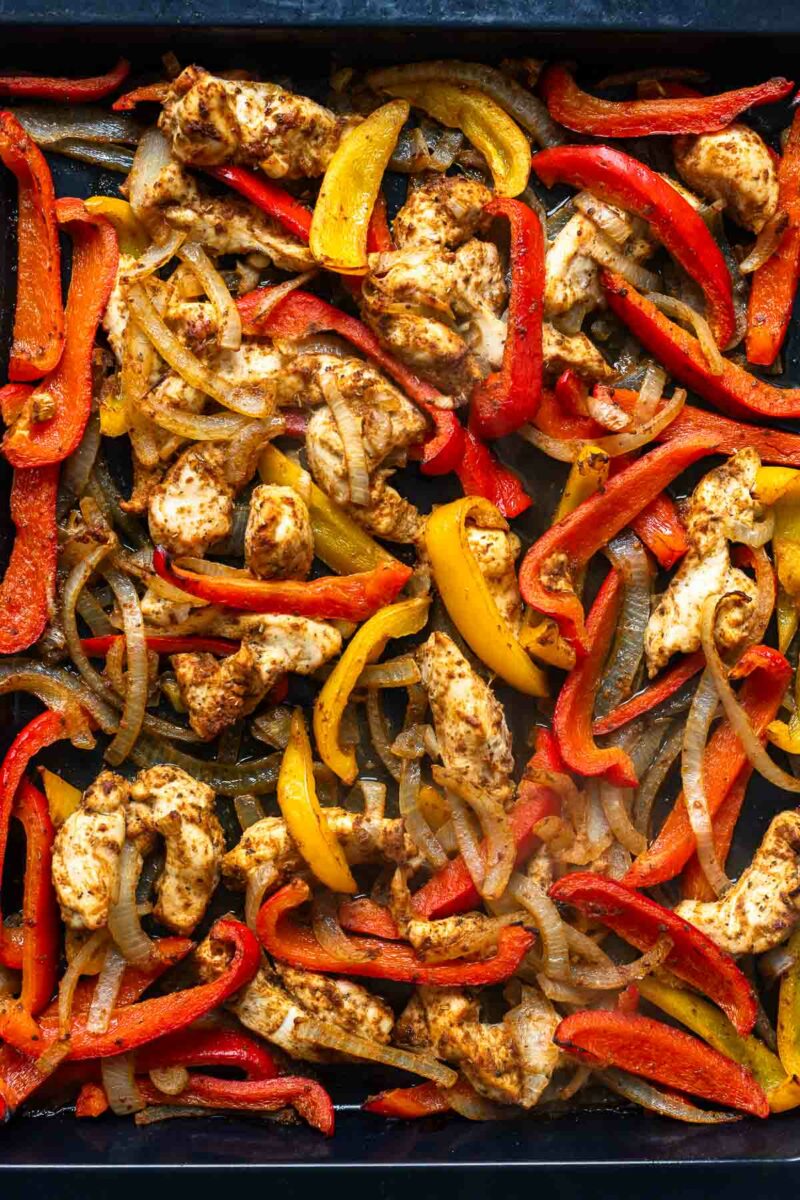 Fajitas mit Hähnchen vom Blech