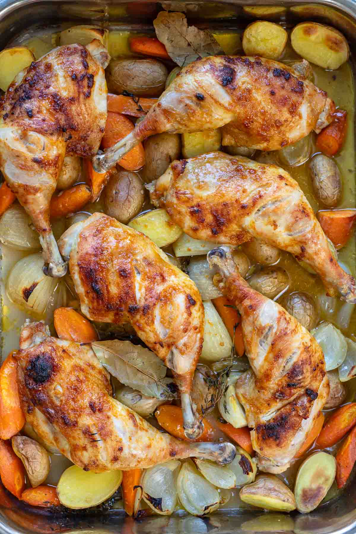 Roast Chicken Leg Quarters & Vegetables
