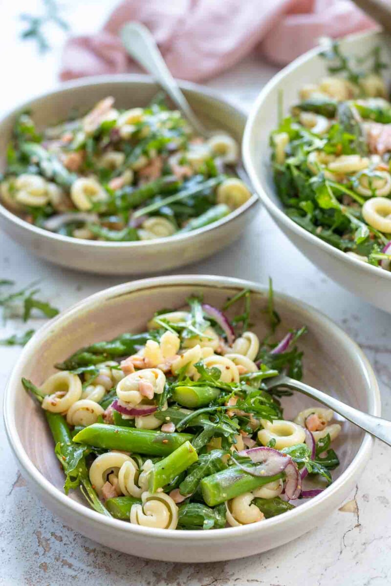 Spargel Nudelsalat mit Lachs