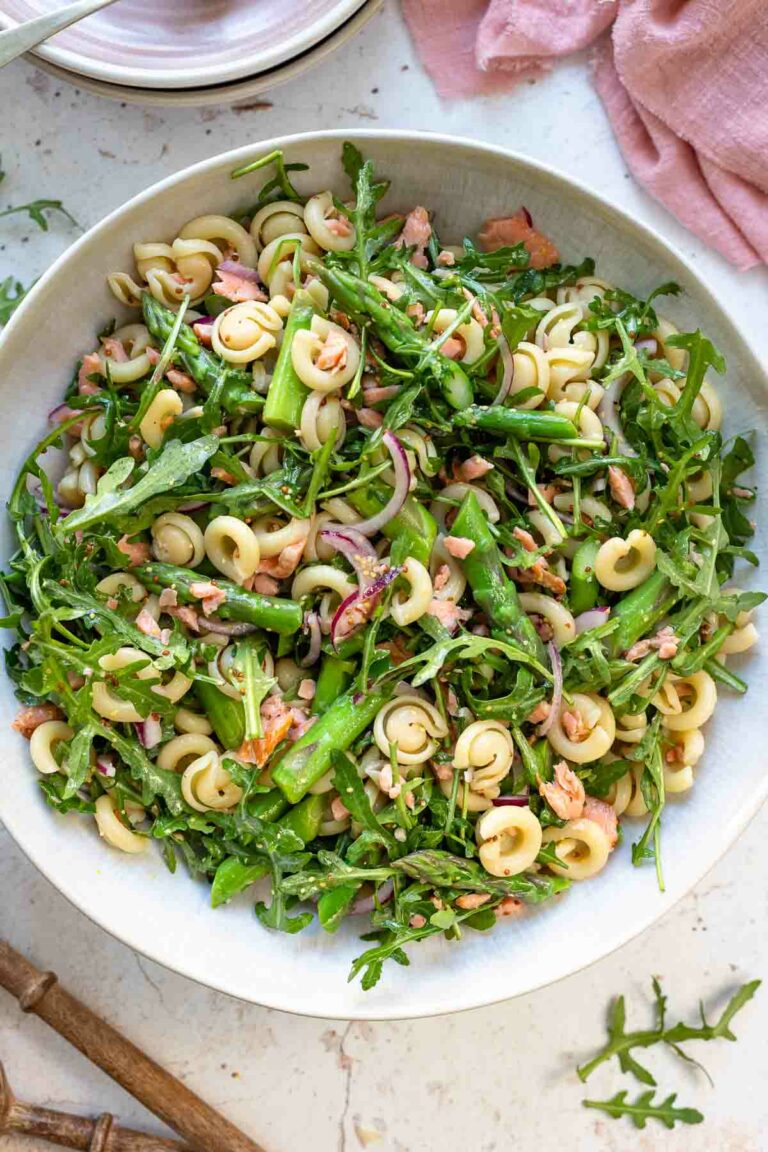 Spargel Nudelsalat mit Lachs