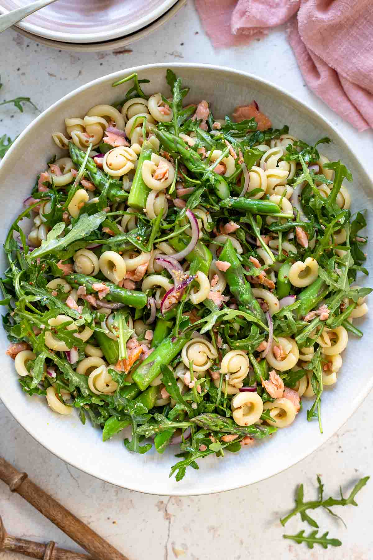 Spargel Nudelsalat mit Lachs