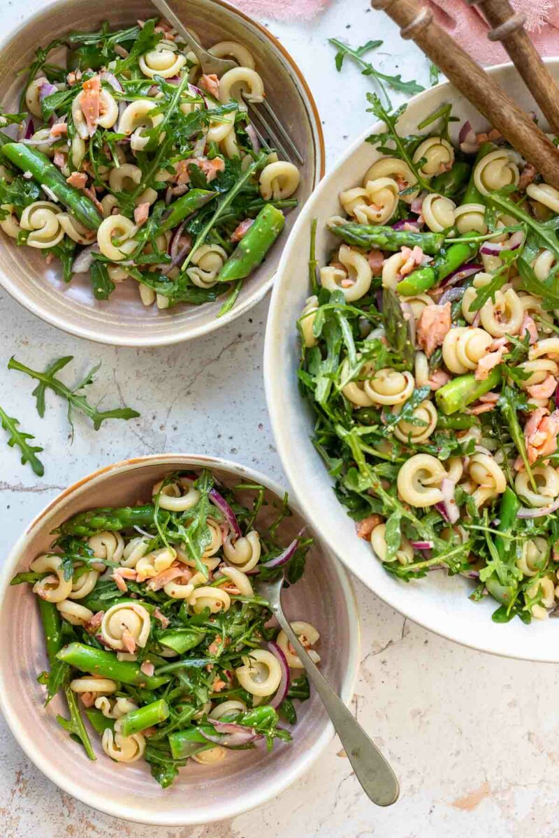 Spargel Nudelsalat mit Lachs