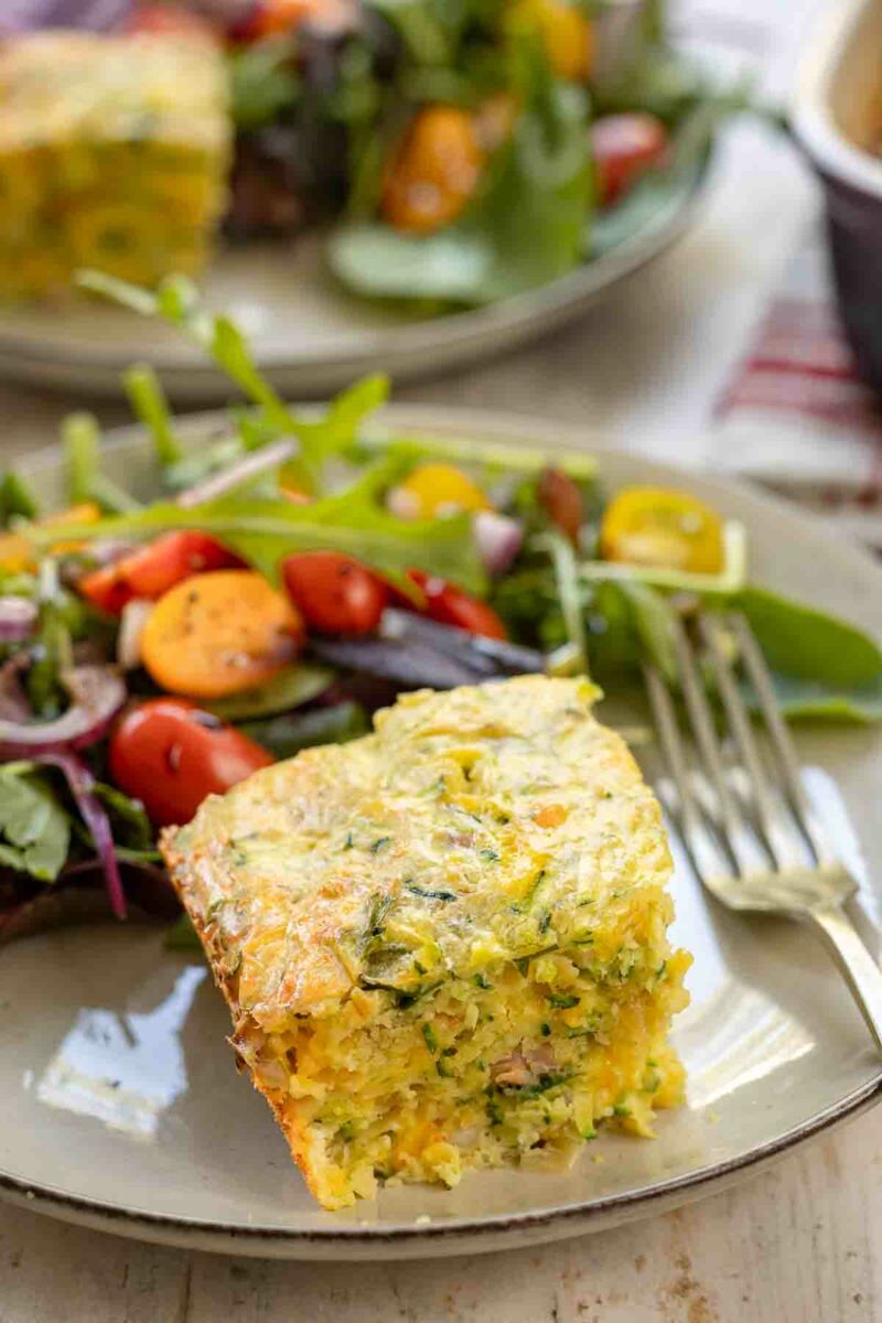Zucchini-Auflauf mit Käse und Speck