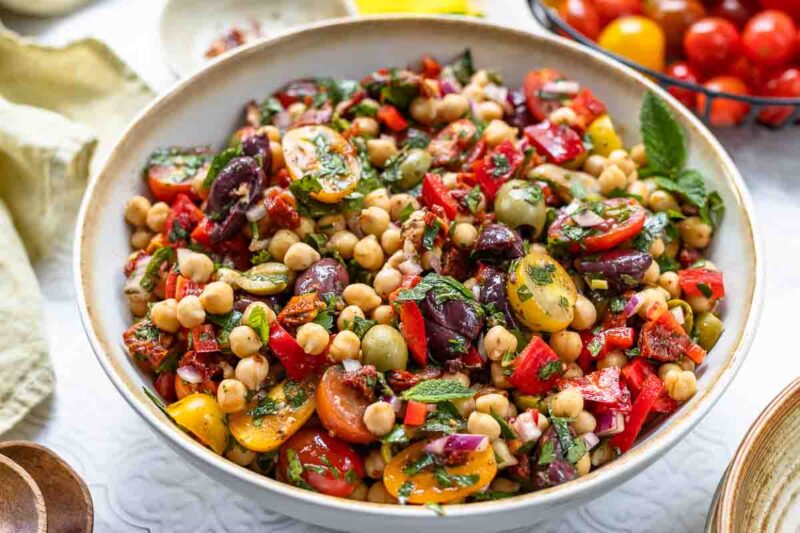 Chickpea Salad with Tomatoes & Olives