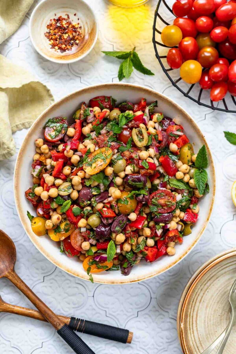 Chickpea Salad with Tomatoes & Olives