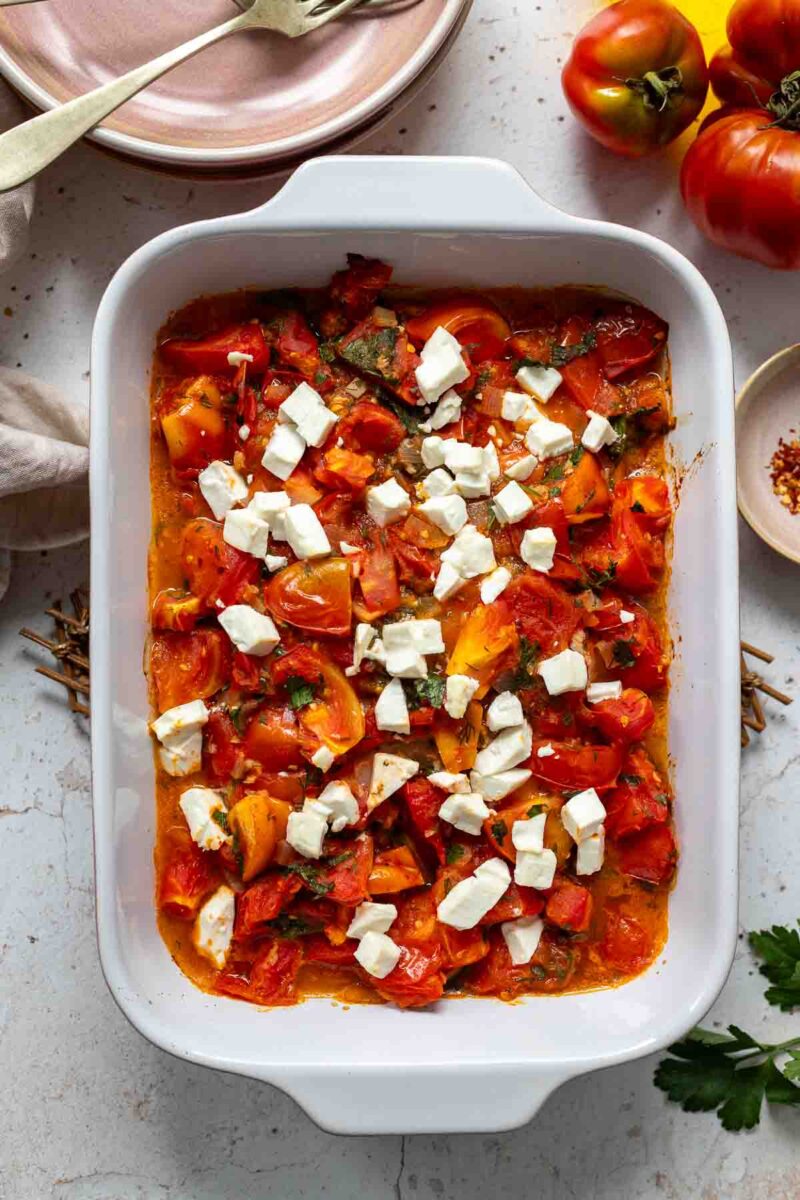 Baked Salmon with Feta and Tomato Sauce